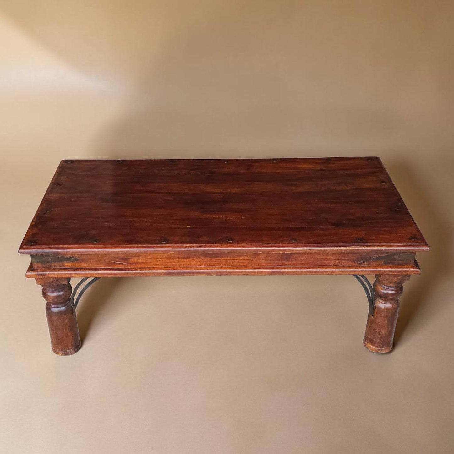 1960s Spanish Colonial Revival Style Coffee Table with Wrought Iron Details