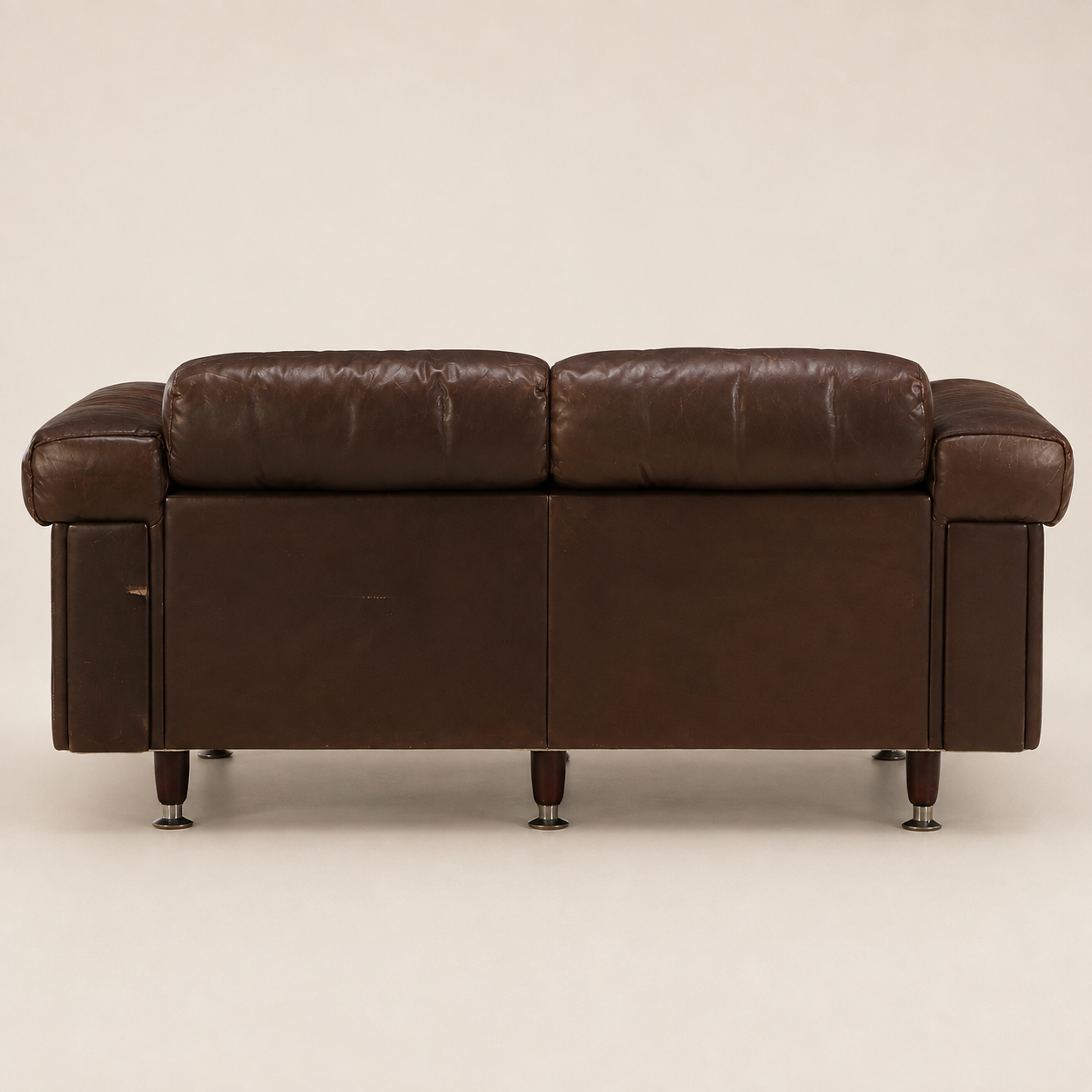 1970s Swiss Modern Leather Loveseat in the Style of De Sede