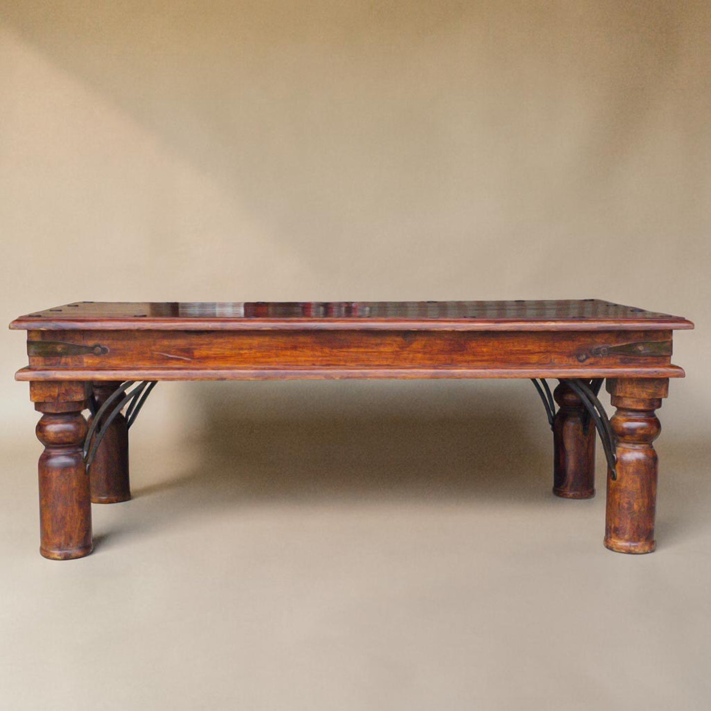 1960s Spanish Colonial Revival Style Coffee Table with Wrought Iron Details