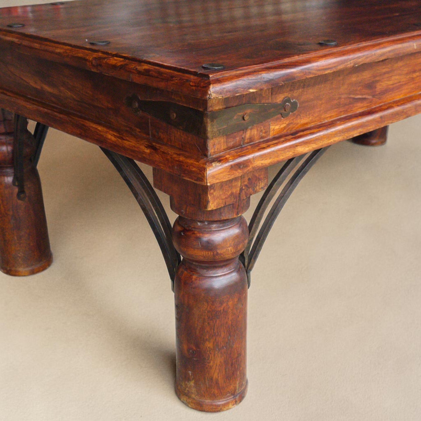 1960s Spanish Colonial Revival Style Coffee Table with Wrought Iron Details