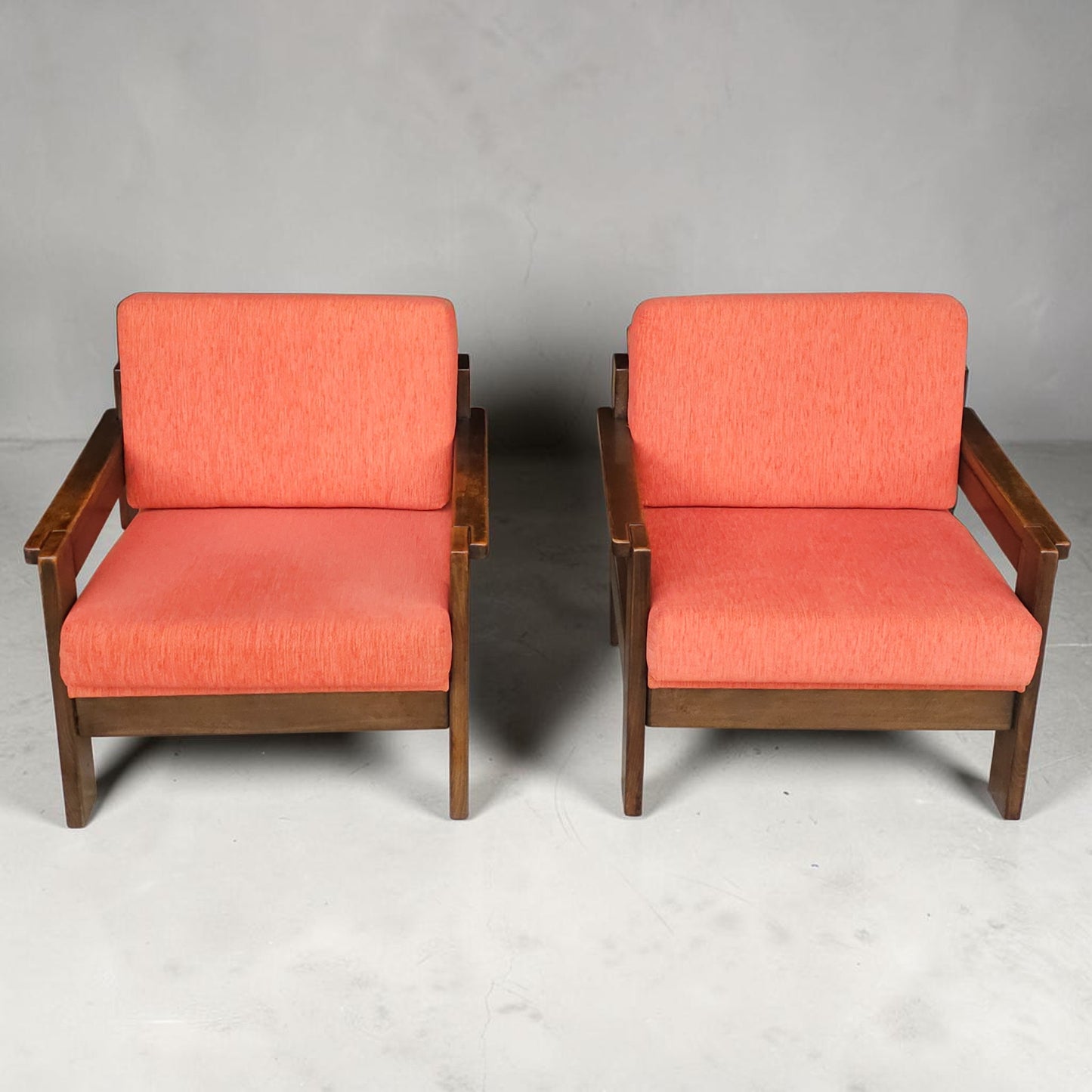 Pair Mid-Century German Oak Lounge Chairs, styled after Dieckmann