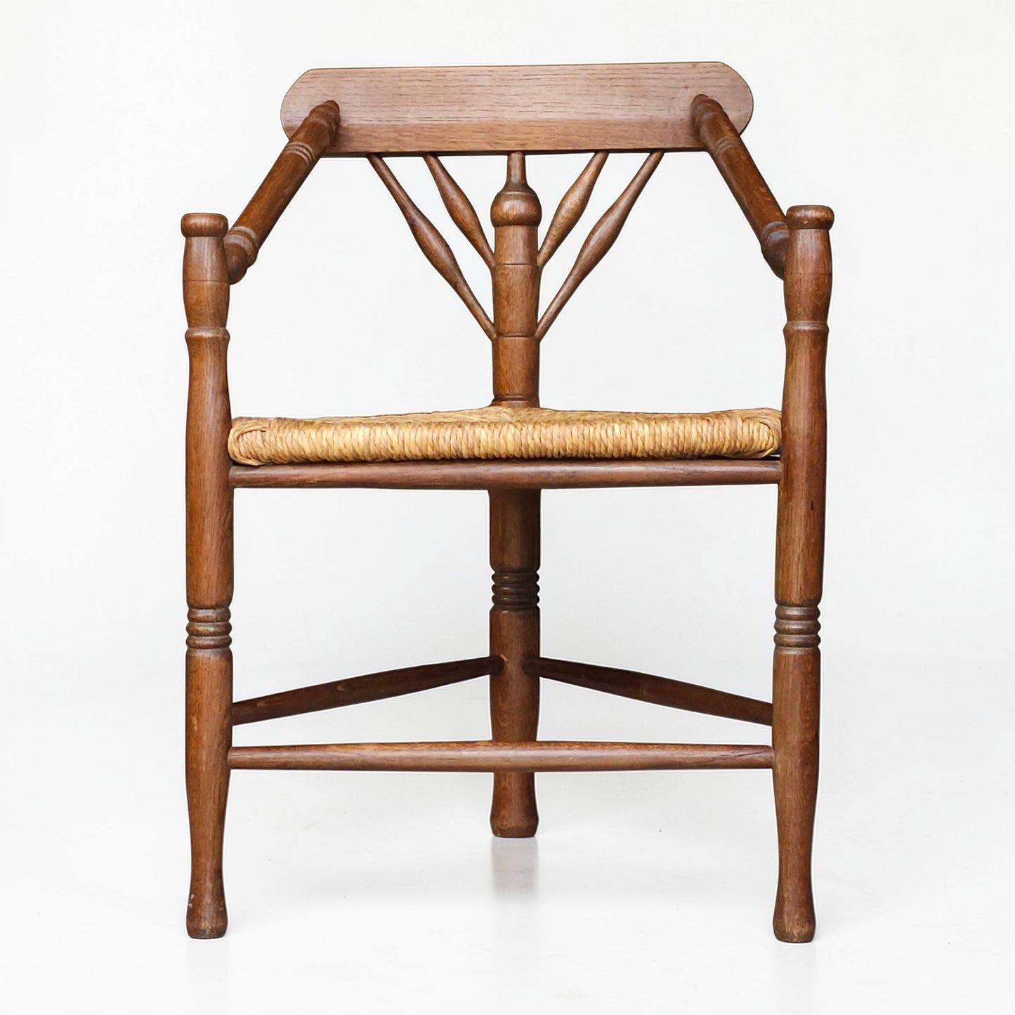 Early 20th Century Dutch Corner Chair with Rush Seat