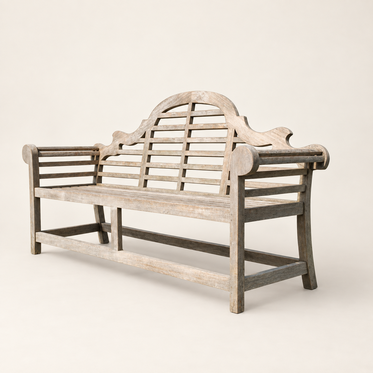 20th Century Lutyens-Style Teak Garden Bench with Weathered Patina