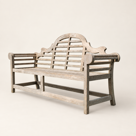 20th Century Lutyens-Style Teak Garden Bench with Weathered Patina