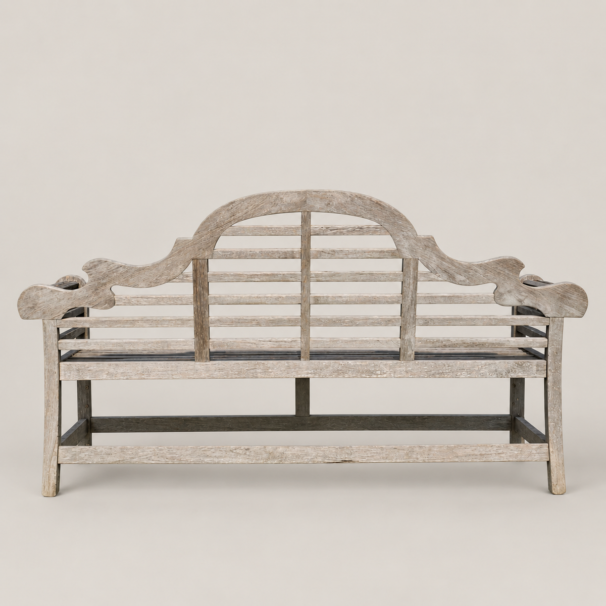 20th Century Lutyens-Style Teak Garden Bench with Weathered Patina