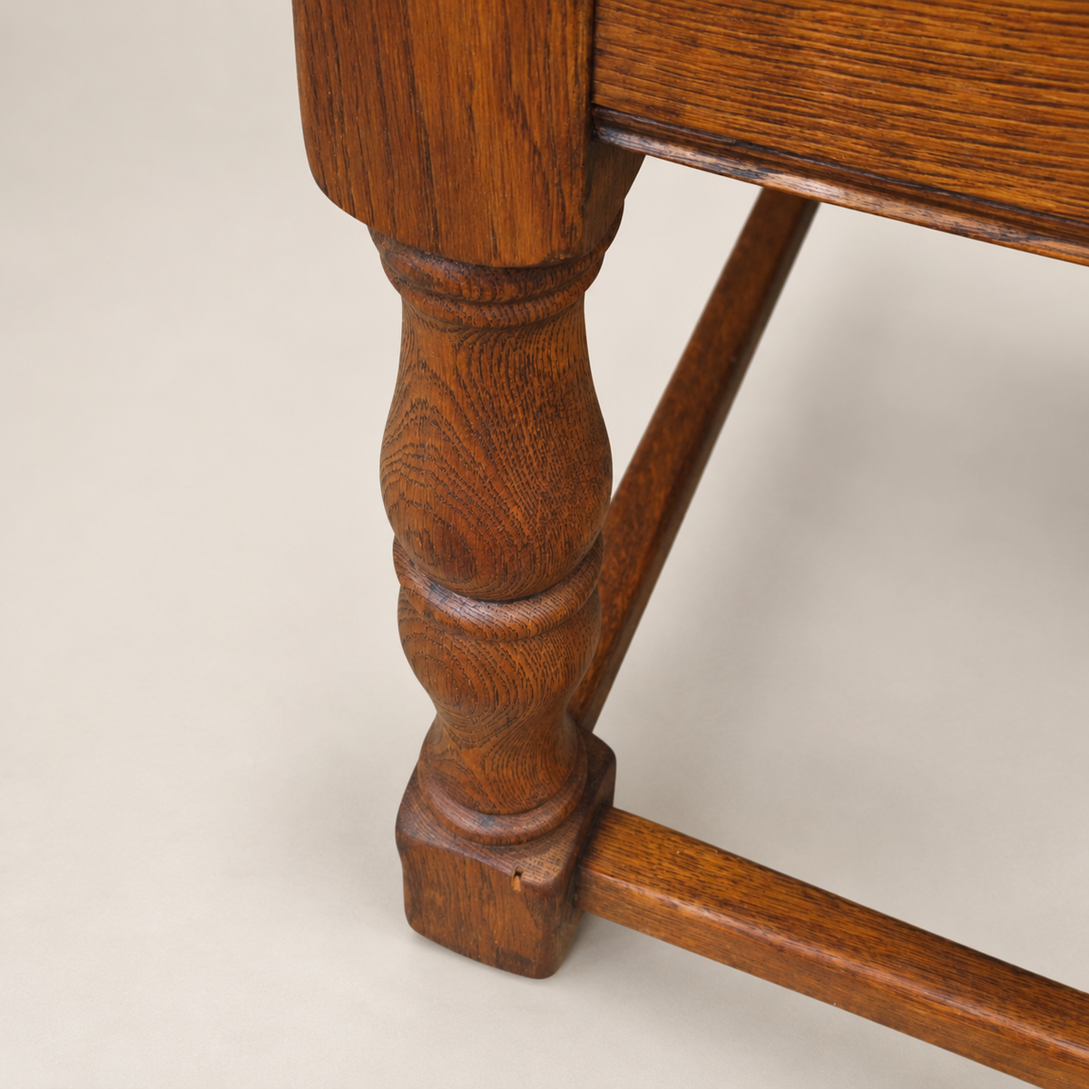 Circa 1940s English Jacobean Revival Oak Child’s Writing Desk / Side Table by Castle Furniture