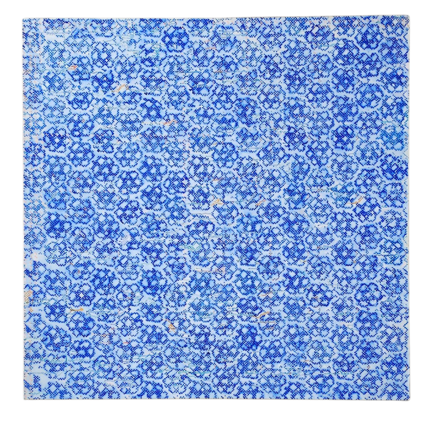 Contemporary Blue on White Abstract Oil on Canvas Painting by Kirsten Doyle