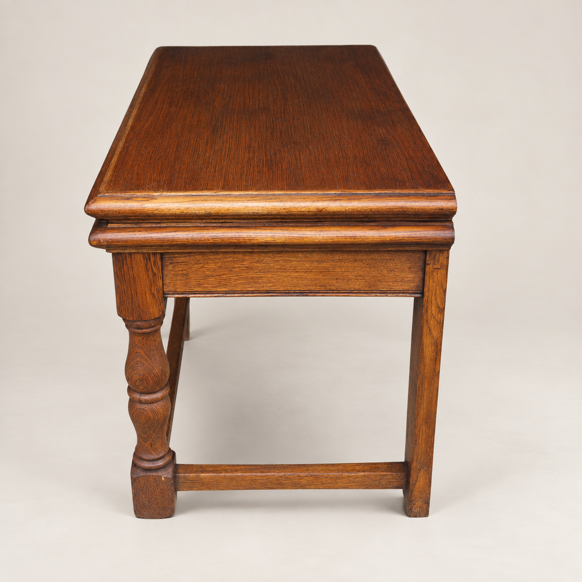 Circa 1940s English Jacobean Revival Oak Child’s Writing Desk / Side Table by Castle Furniture
