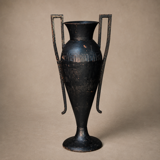 19th/20th Century Neoclassical Cast Iron Amphora Urn with Greek Key Band