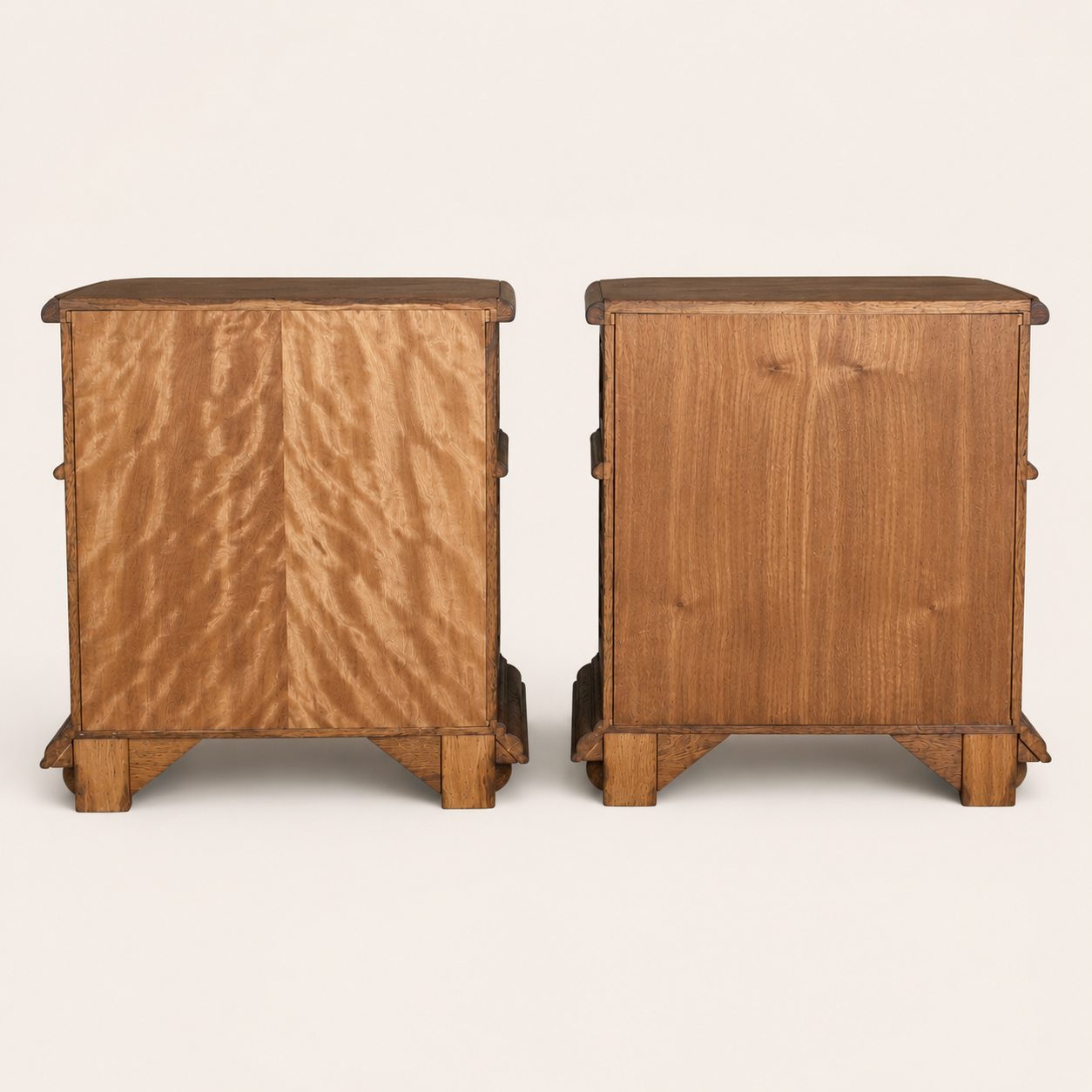 1960s French Provincial Style Oak Nightstands with Open Shelves, Pair