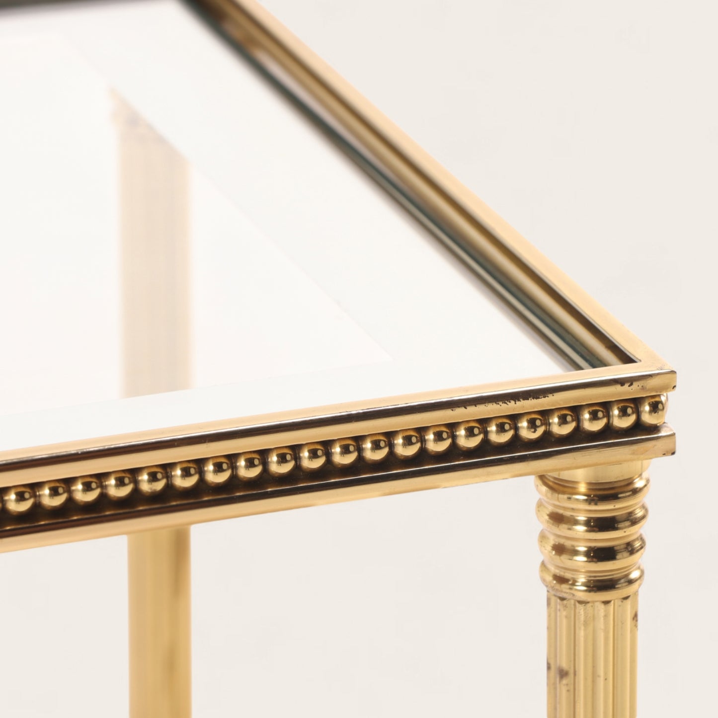 Vintage Italian Regency-Style Brass Nesting Tables with Glass Tops