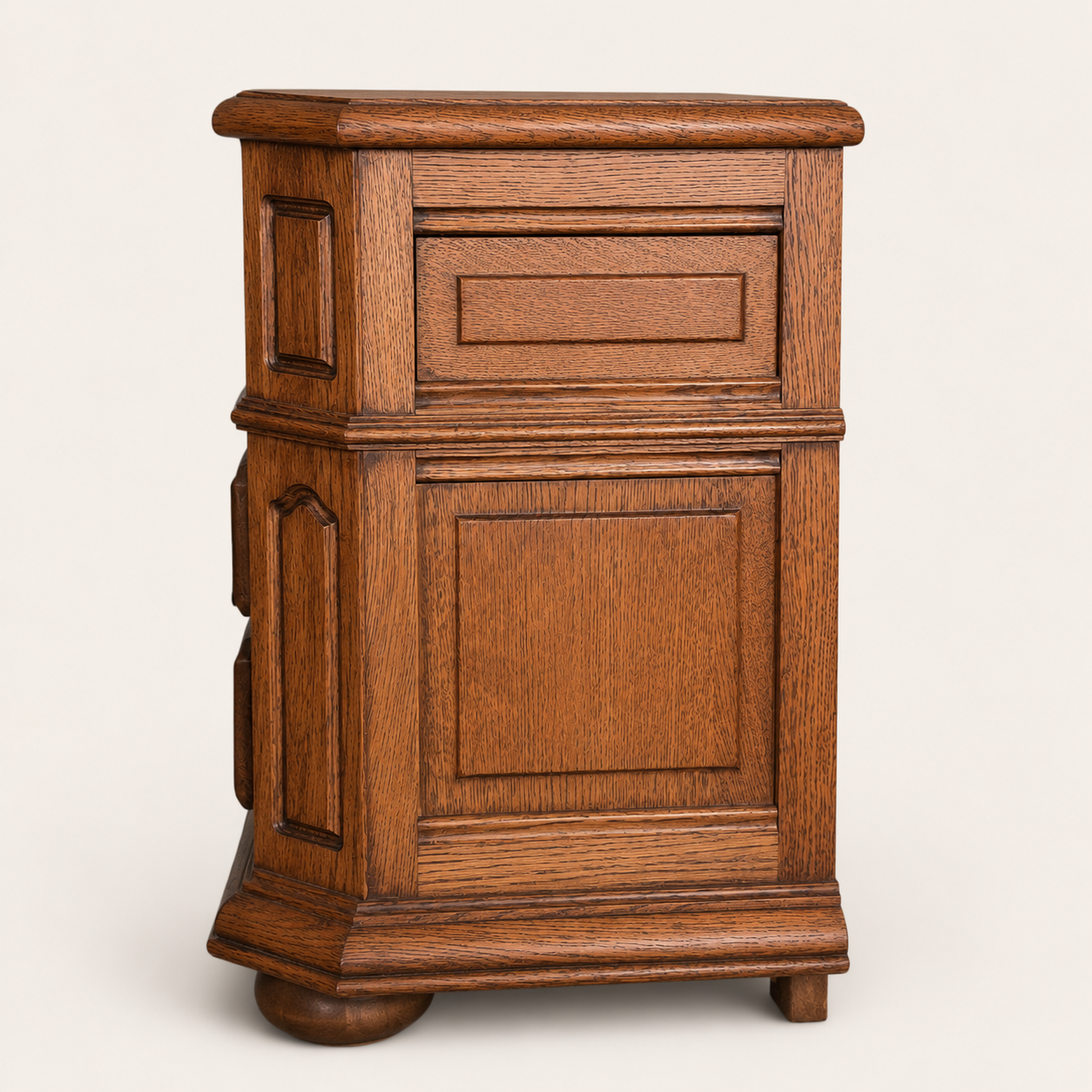 1960s French Provincial Style Oak Nightstands with Open Shelves, Pair