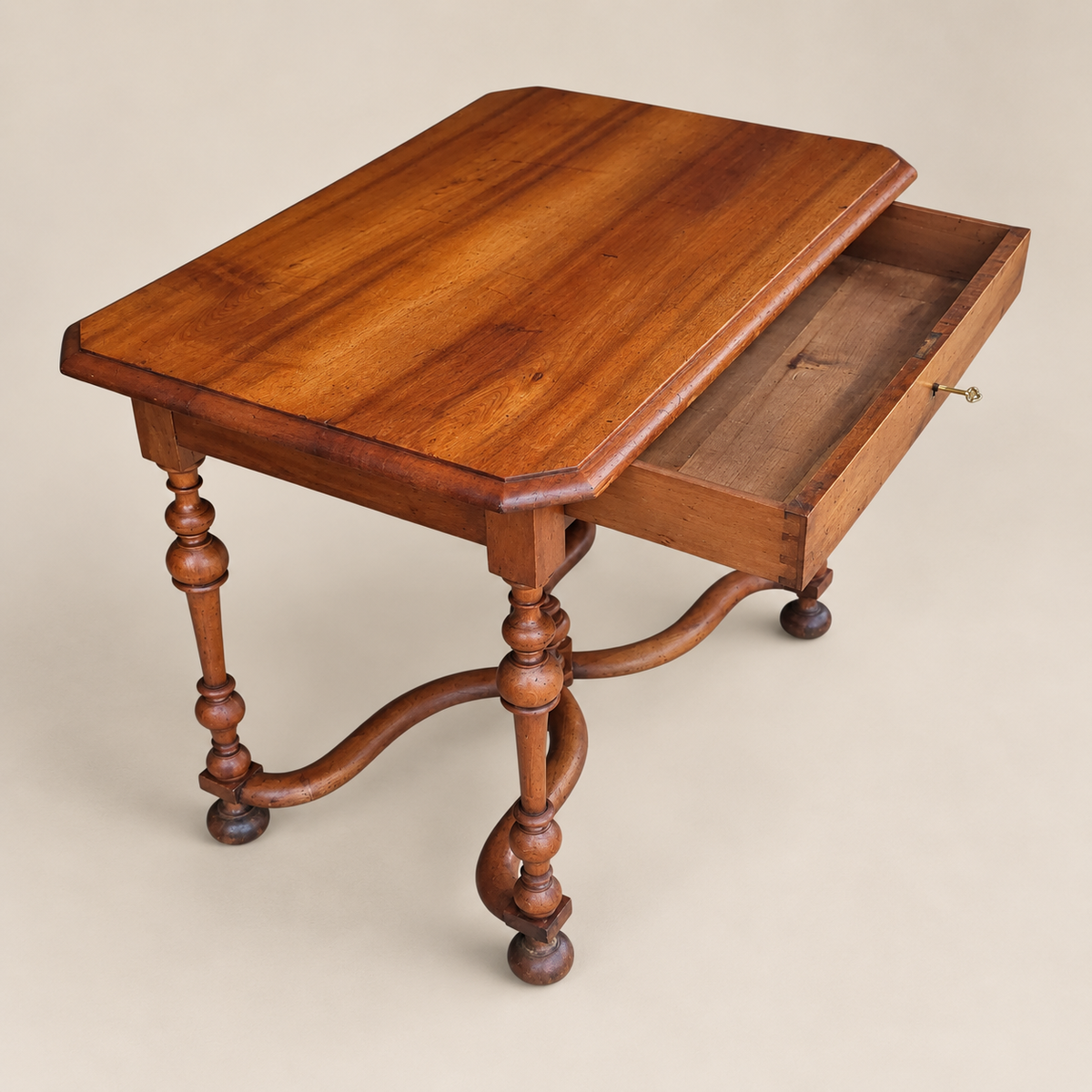 20th Century Louis XIII Style Walnut Writing Table with X-Form Stretcher