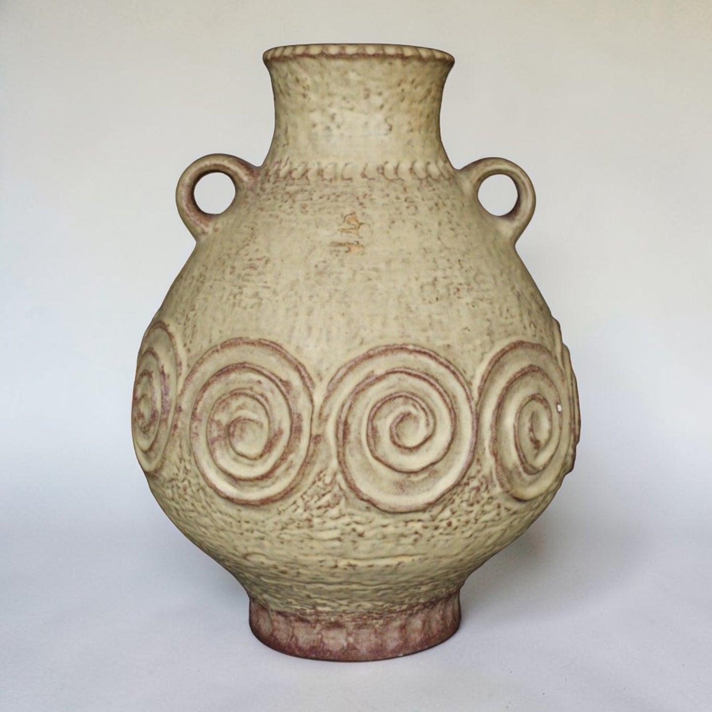 1970s West German Ceramic Amphora Vase, Attributed to Scheurich, Spiral Relief