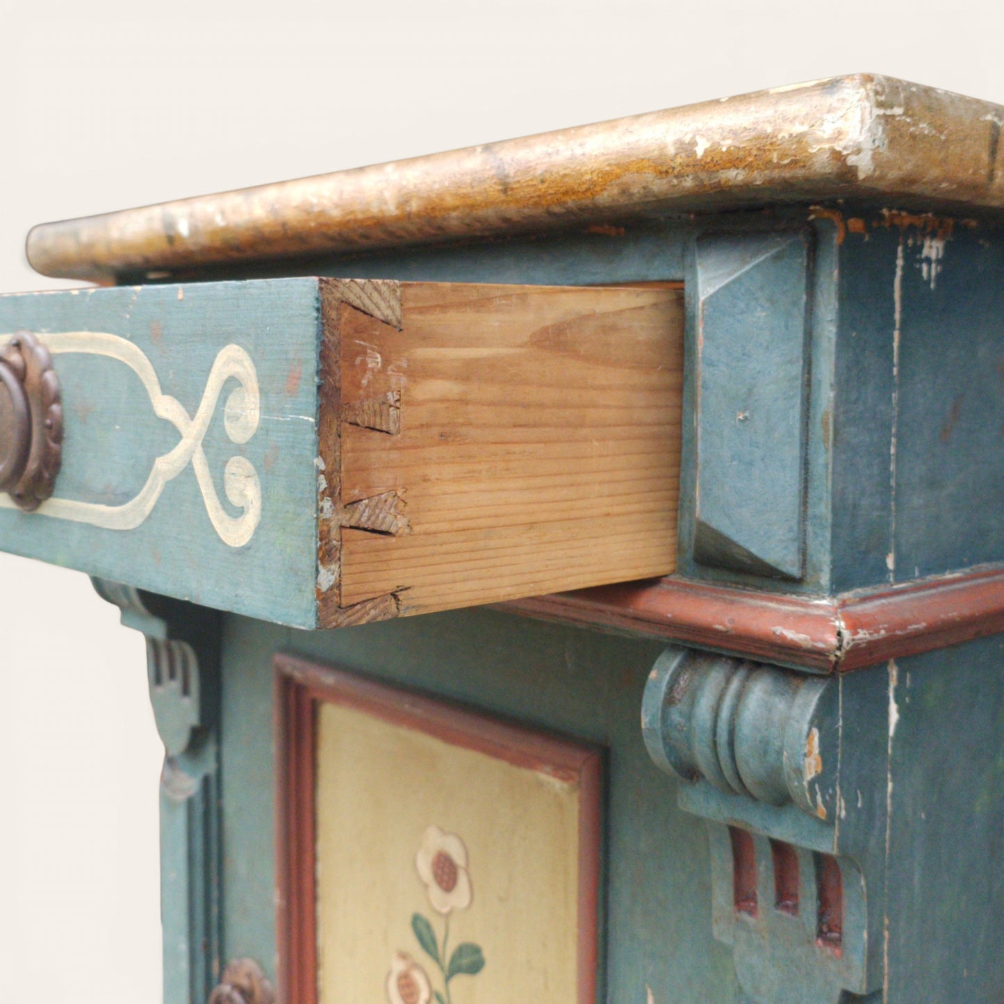 Late 19th to Early 20th Century European Folk-Painted Cabinet
