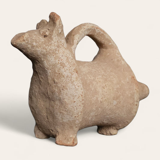 Ancient South Asiatic Cow-Form Pottery Drinking Vessel