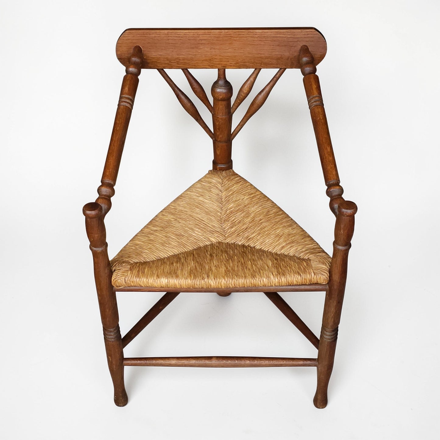 Early 20th Century Dutch Corner Chair with Rush Seat