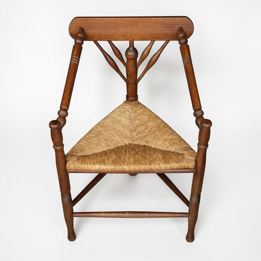 Early 20th Century Dutch Corner Chair with Rush Seat