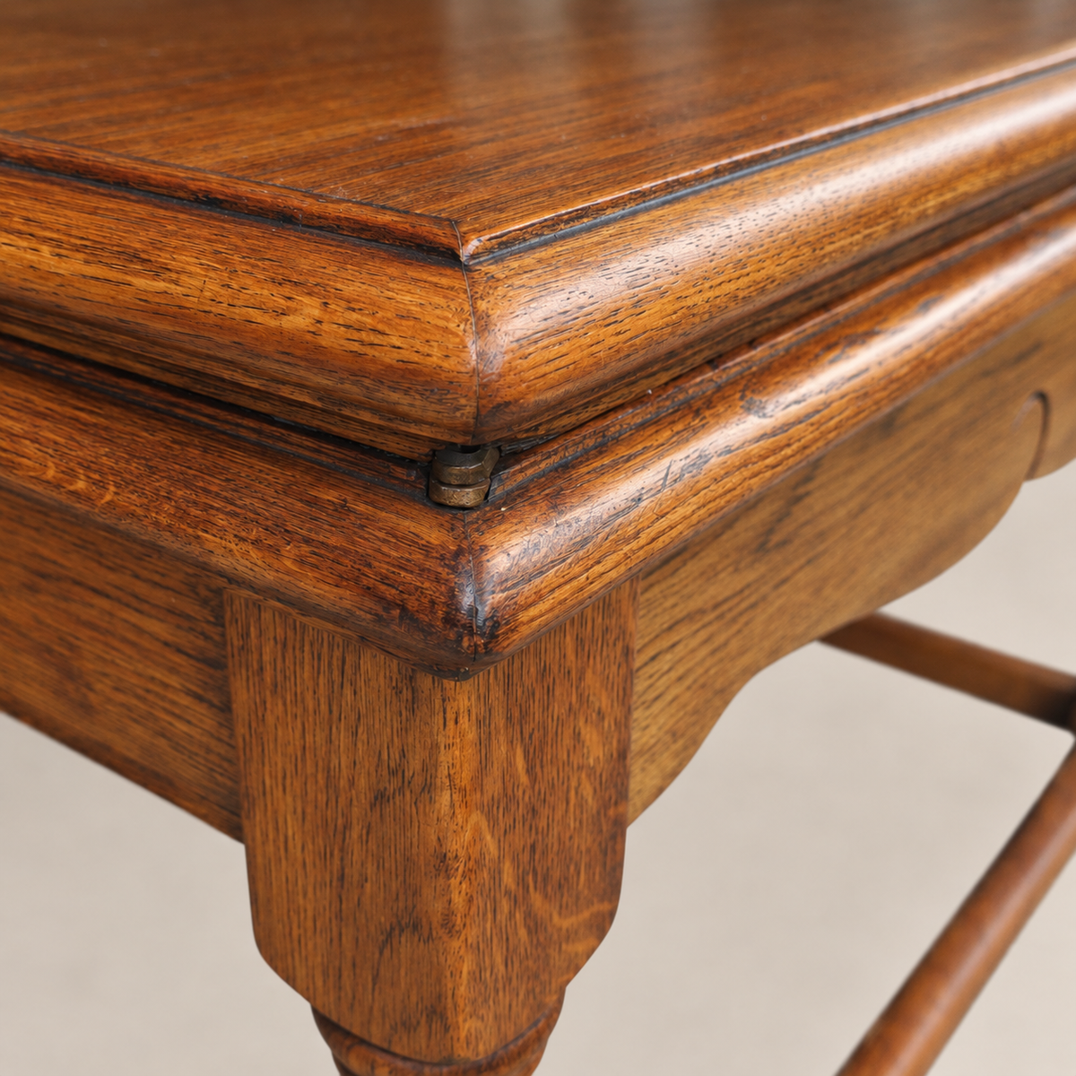 Circa 1940s English Jacobean Revival Oak Child’s Writing Desk / Side Table by Castle Furniture