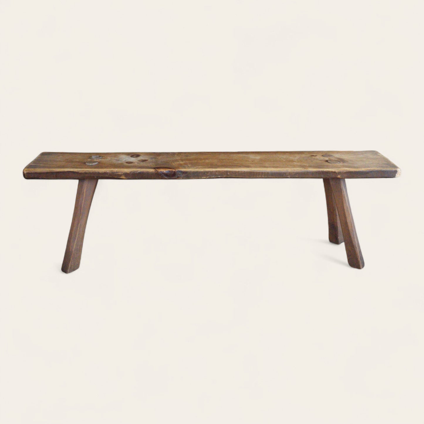 European Brutalist Style Rustic Pine Bench, Mid-20th Century