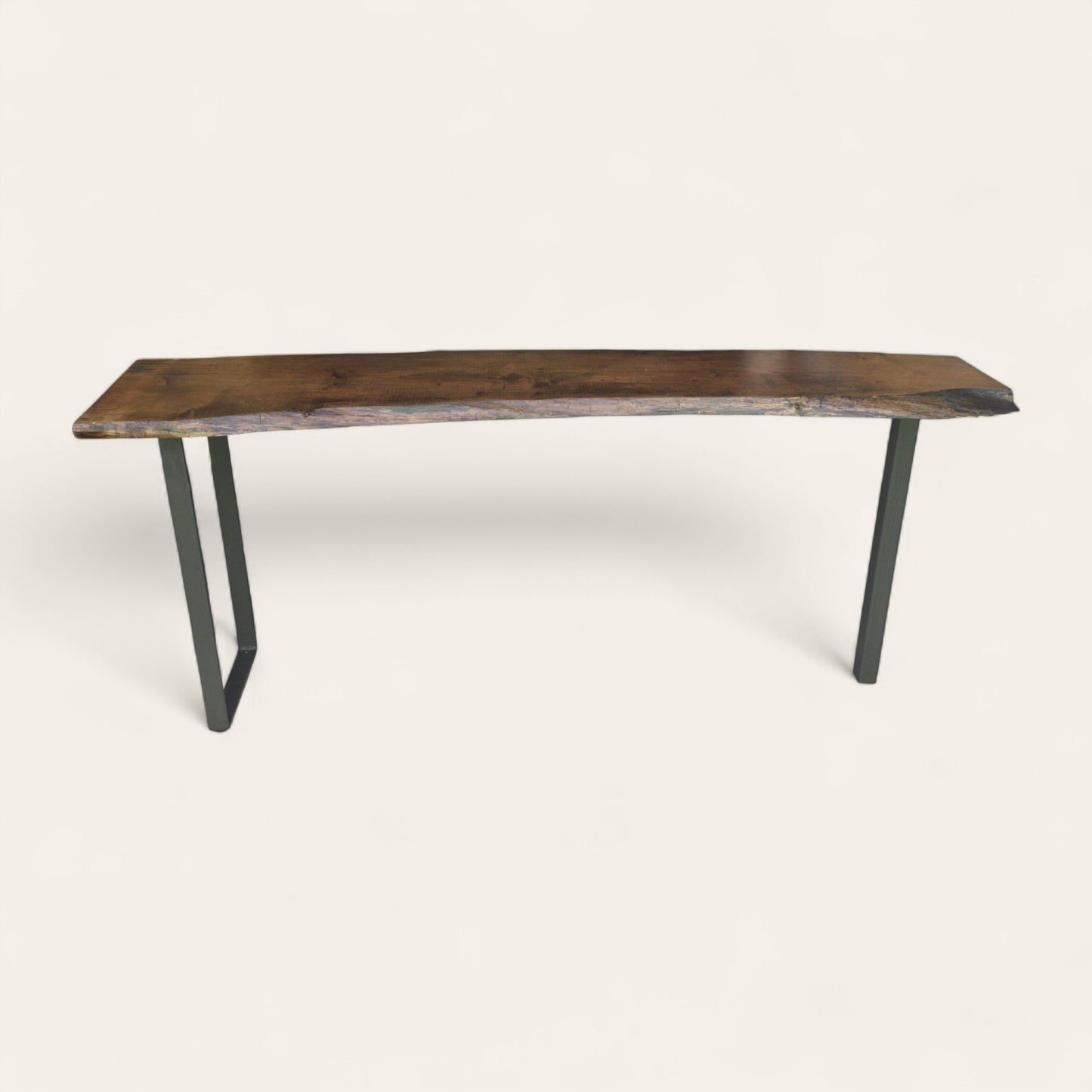 Oversized Spalted Maple Console Table with Steel Base, 84″