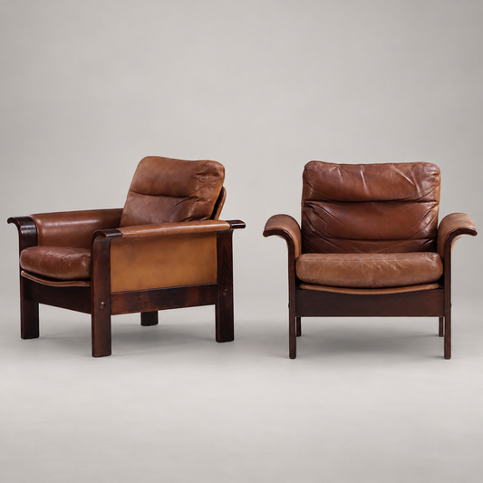 Pair of 1970s Danish Leather Lounge Chairs by Georg Thams for A/S Vejen