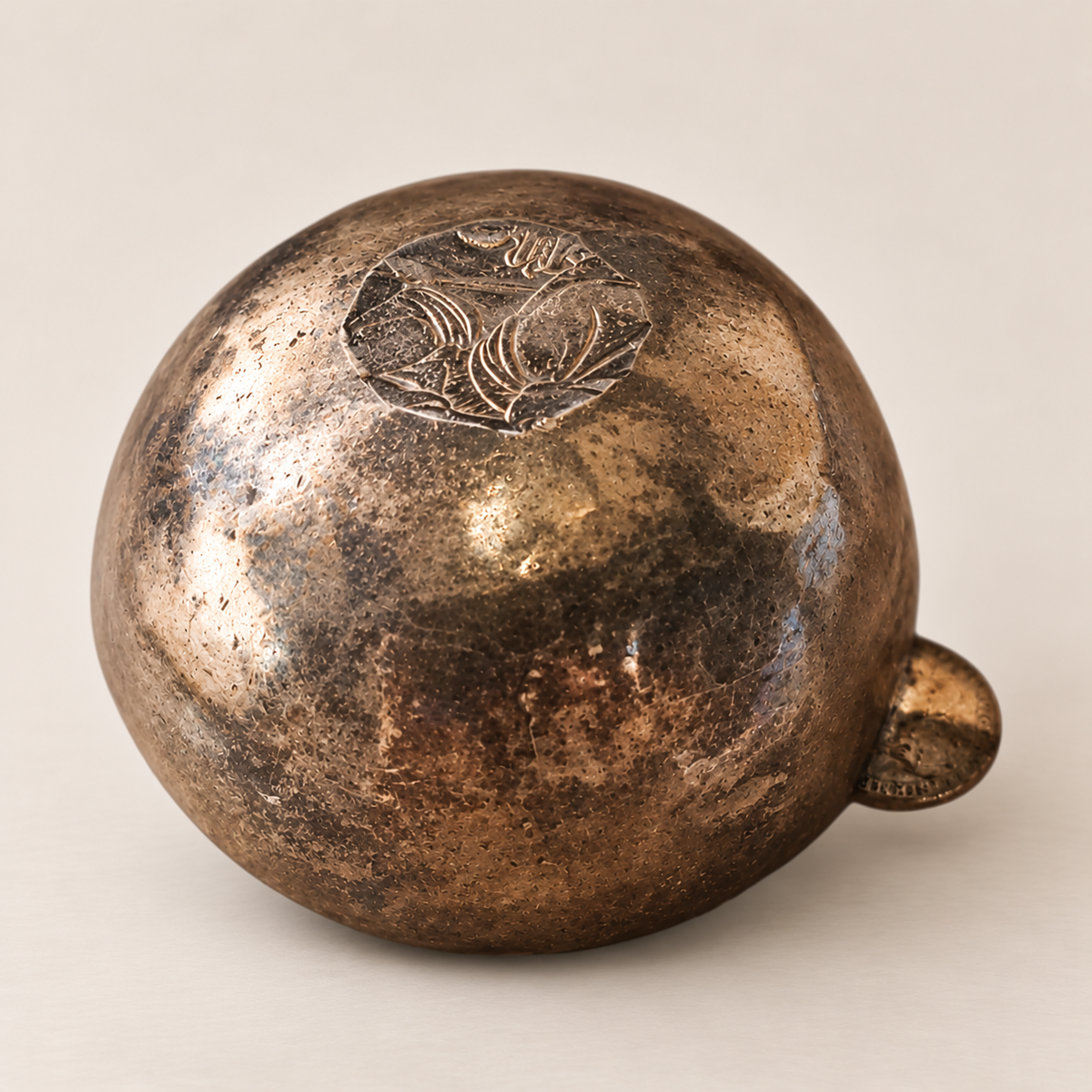 Antique Peruvian Coin-Mounted Silver Wine Tasting Cup