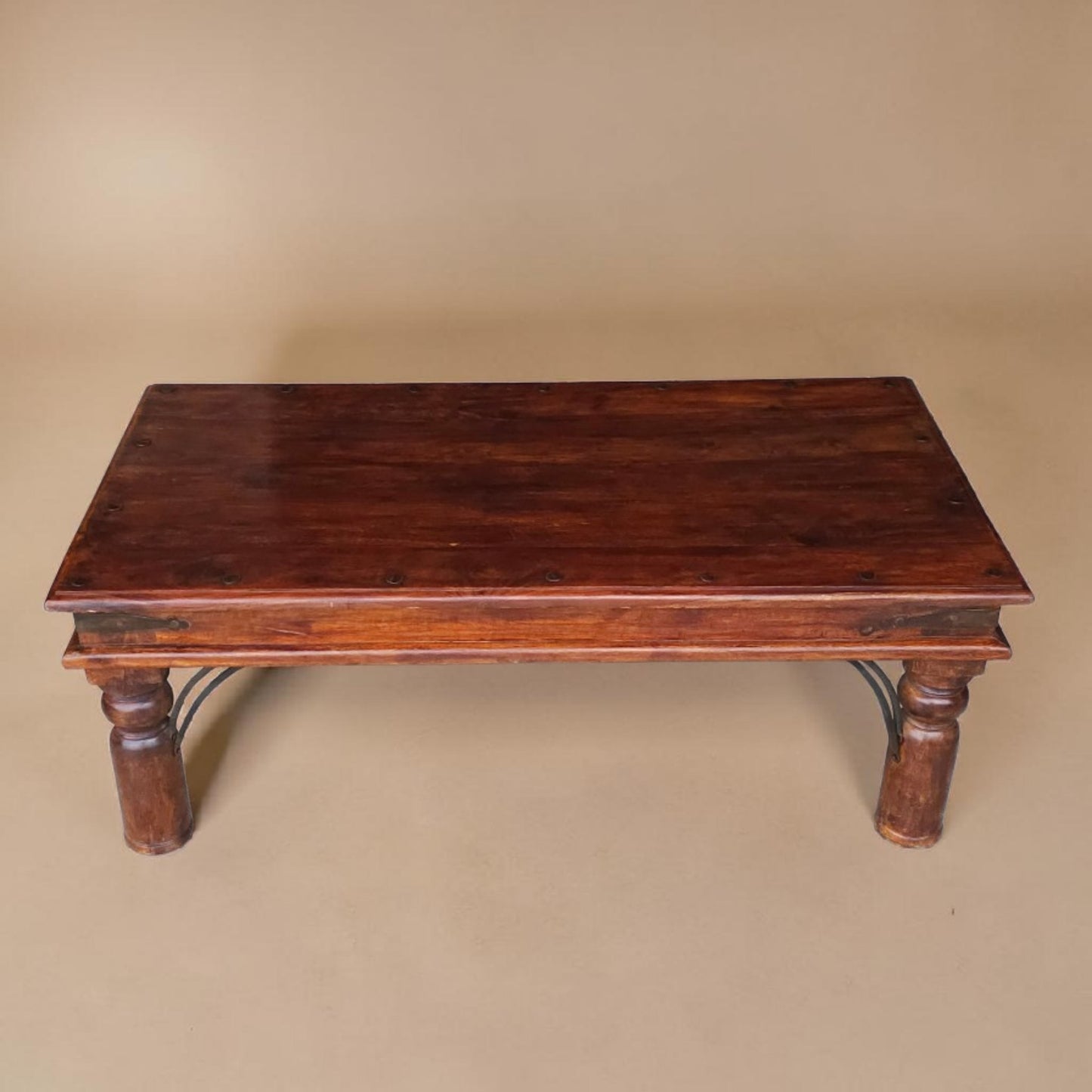 1960s Spanish Colonial Revival Style Coffee Table with Wrought Iron Details