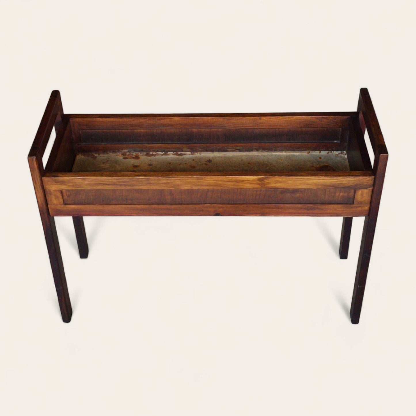 1960s Swedish Teak Planter Stand with Metal Tray