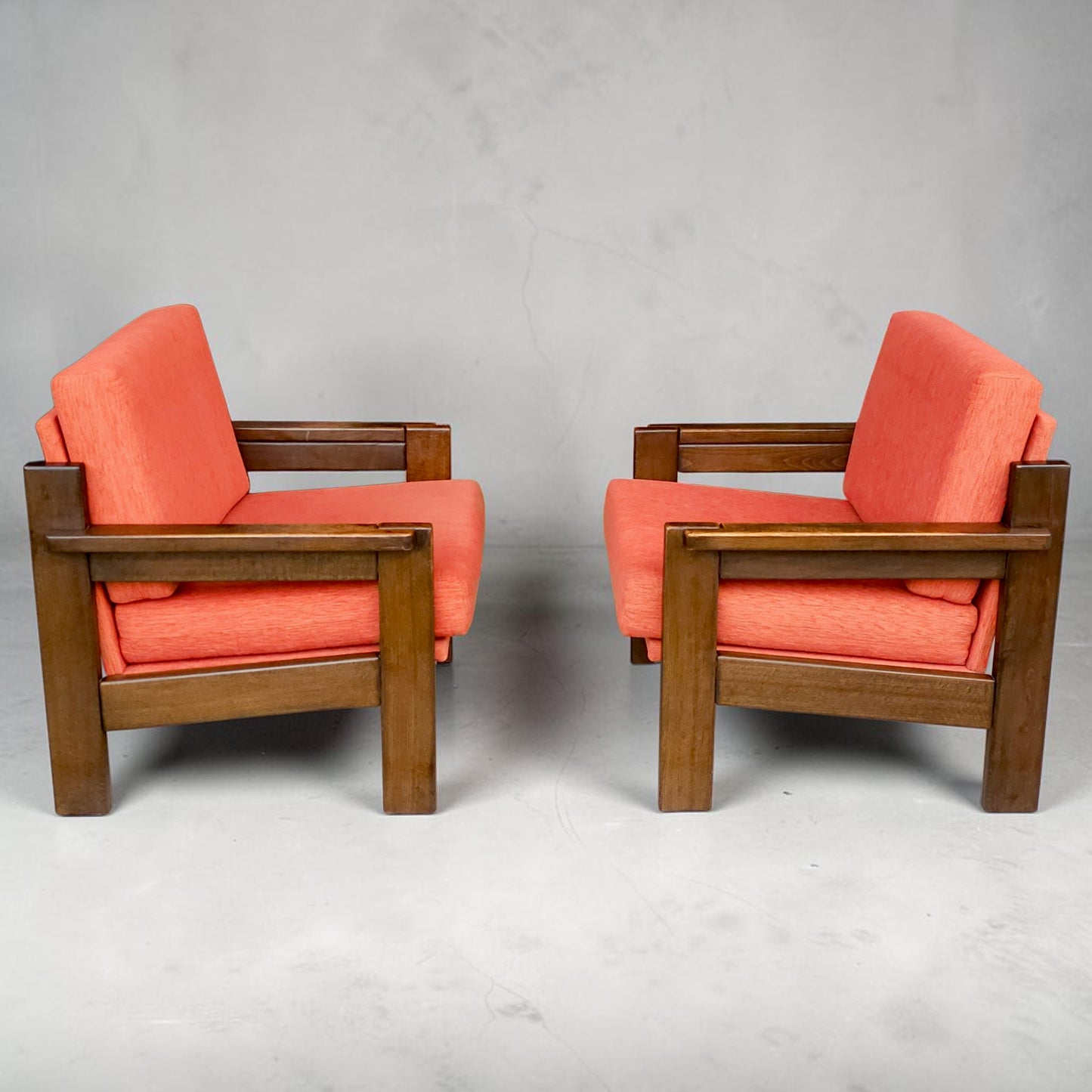 Pair Mid-Century German Oak Lounge Chairs, styled after Dieckmann