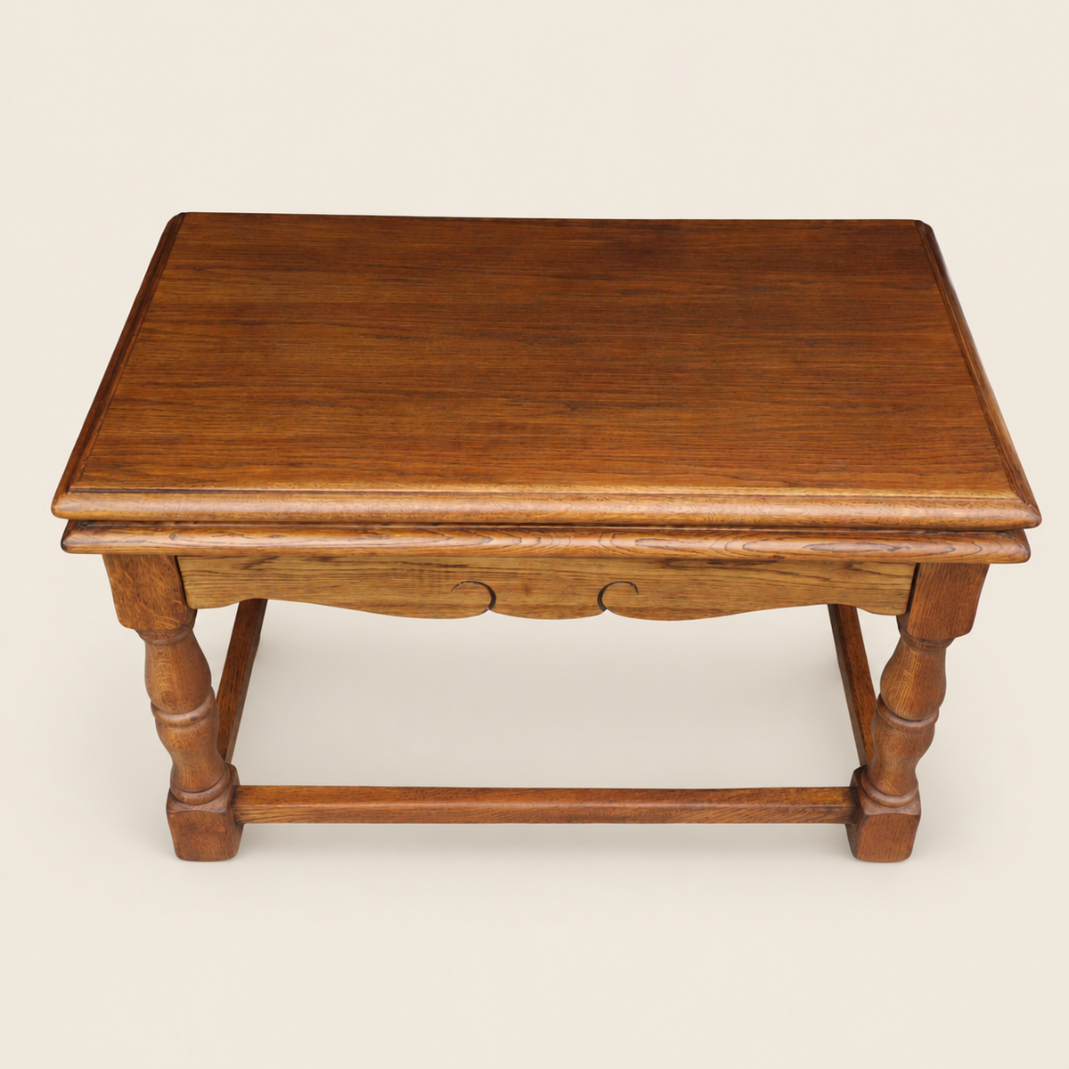 Circa 1940s English Jacobean Revival Oak Child’s Writing Desk / Side Table by Castle Furniture