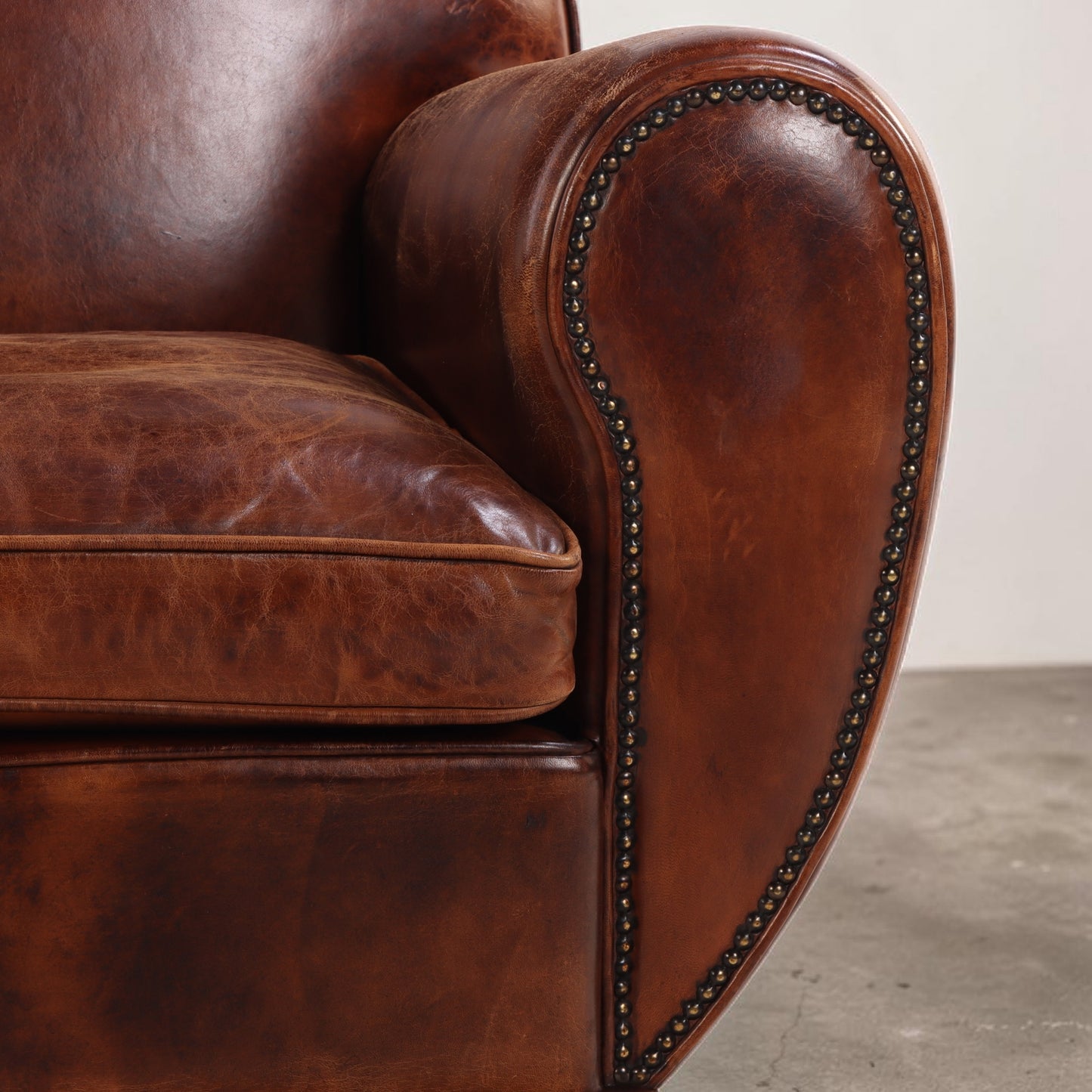 Early 20th Century Dutch Art Deco Leather Club Chairs, Pair
