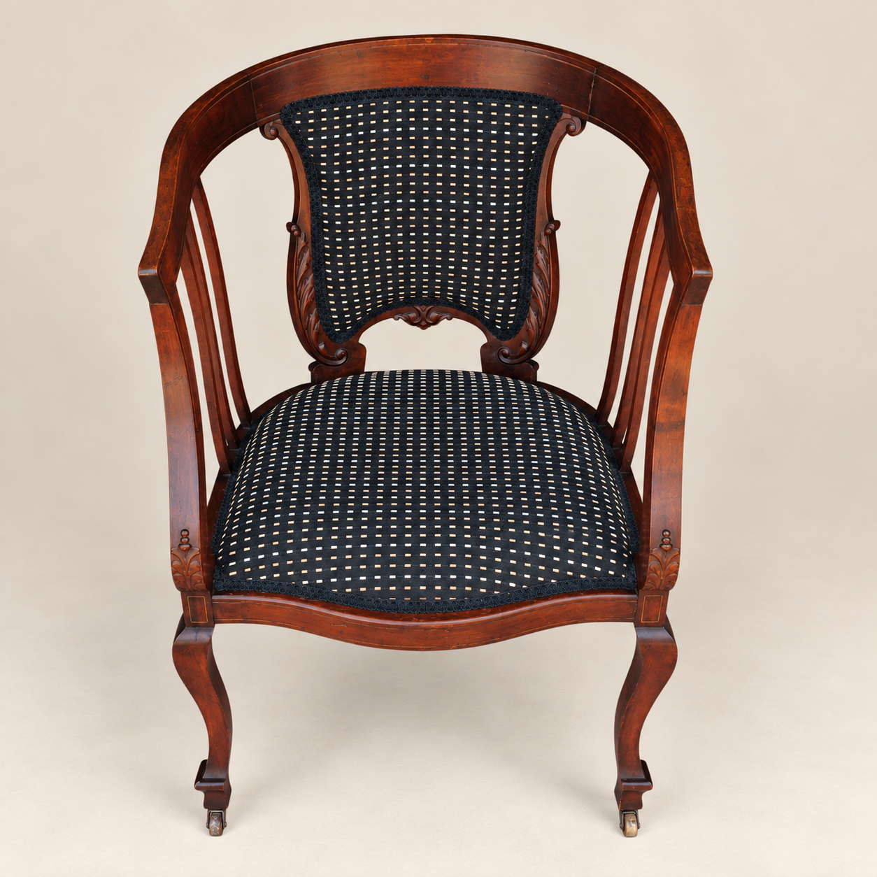 Late 19th/Early 20th Century Georgian-Style Mahogany Library Chair on Casters
