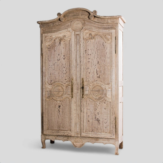 19th C French Bleached Oak Armoire