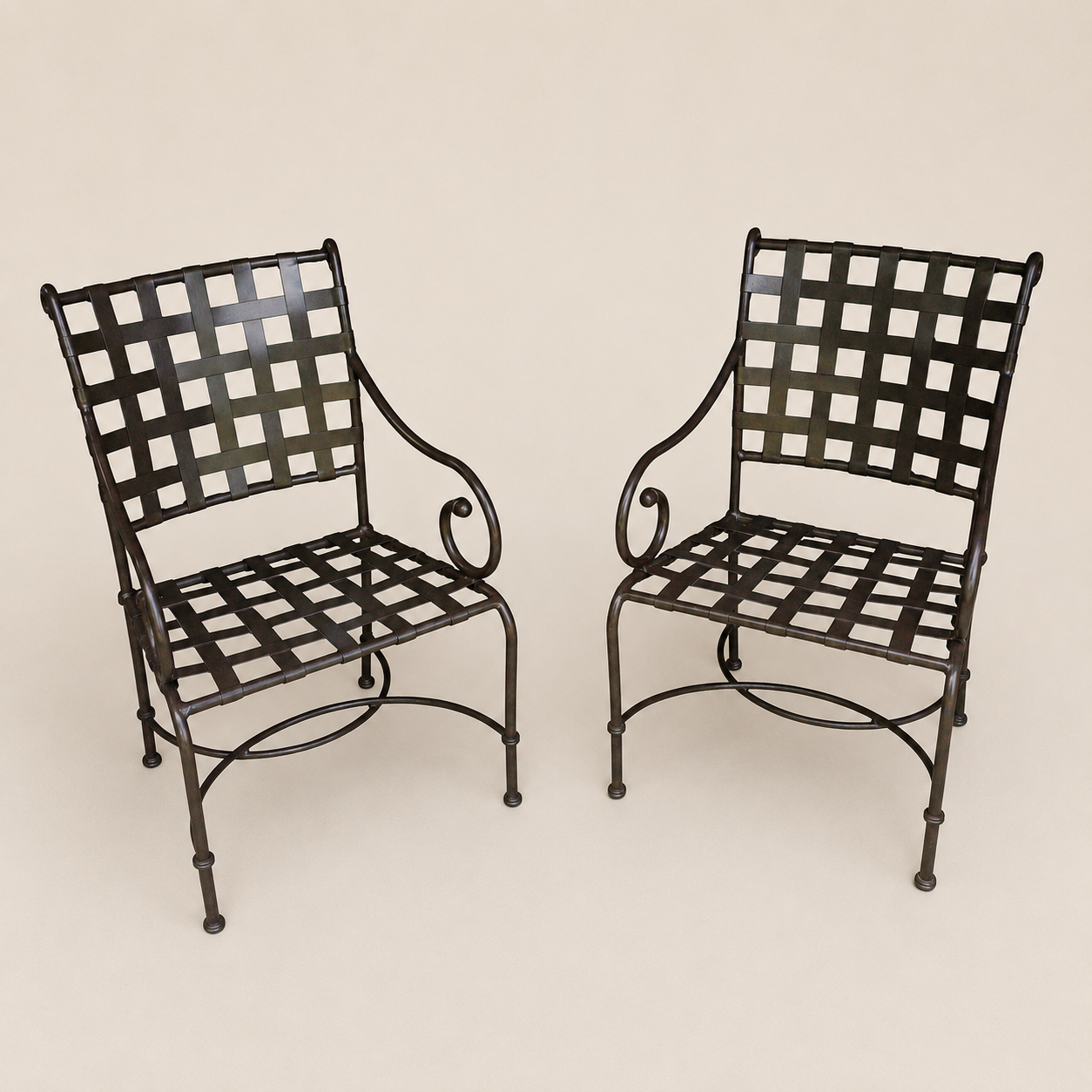 Brown Jordan Florentine Patio Lounge Chairs and Side Table in Speckled Bronze Finish