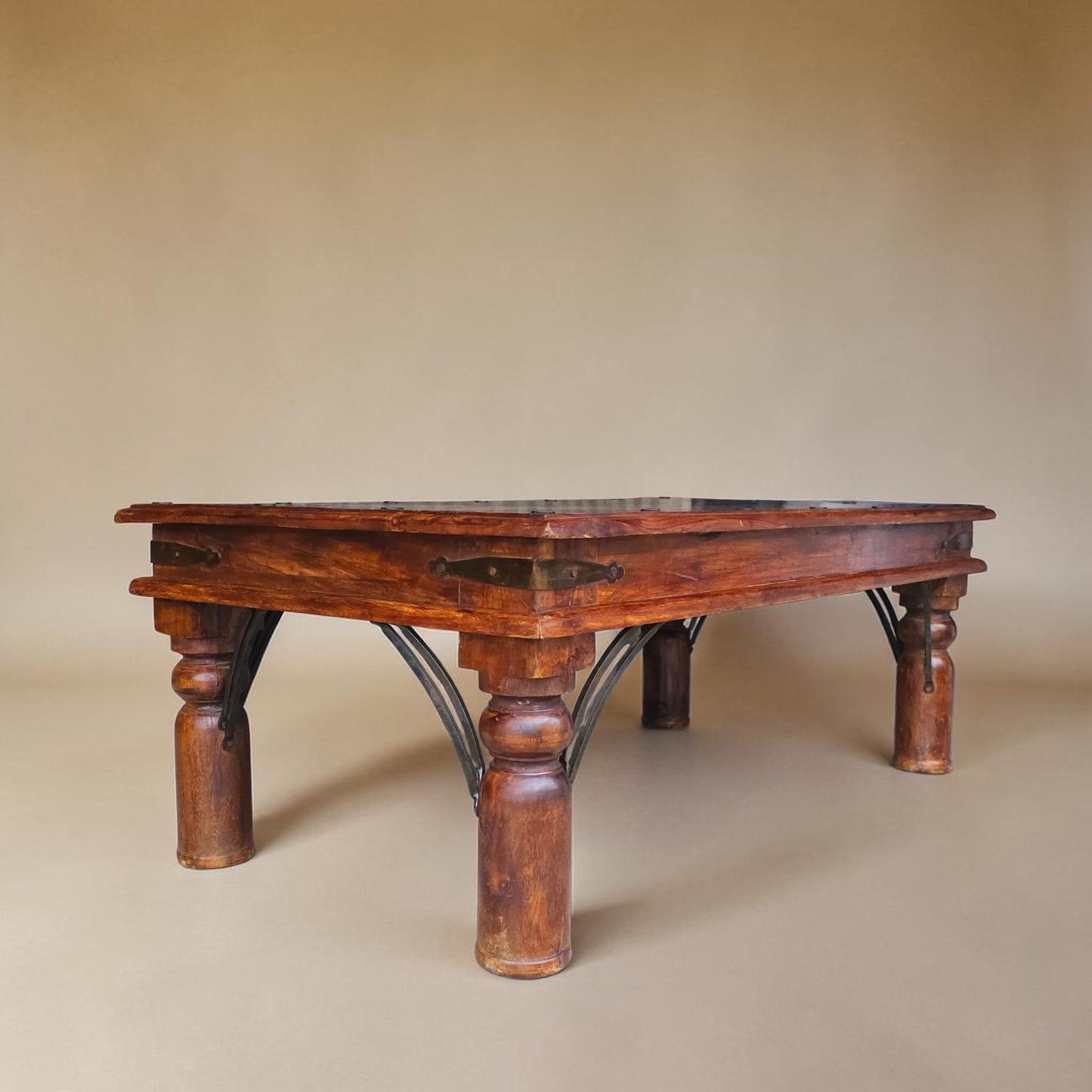1960s Spanish Colonial Revival Style Coffee Table with Wrought Iron Details