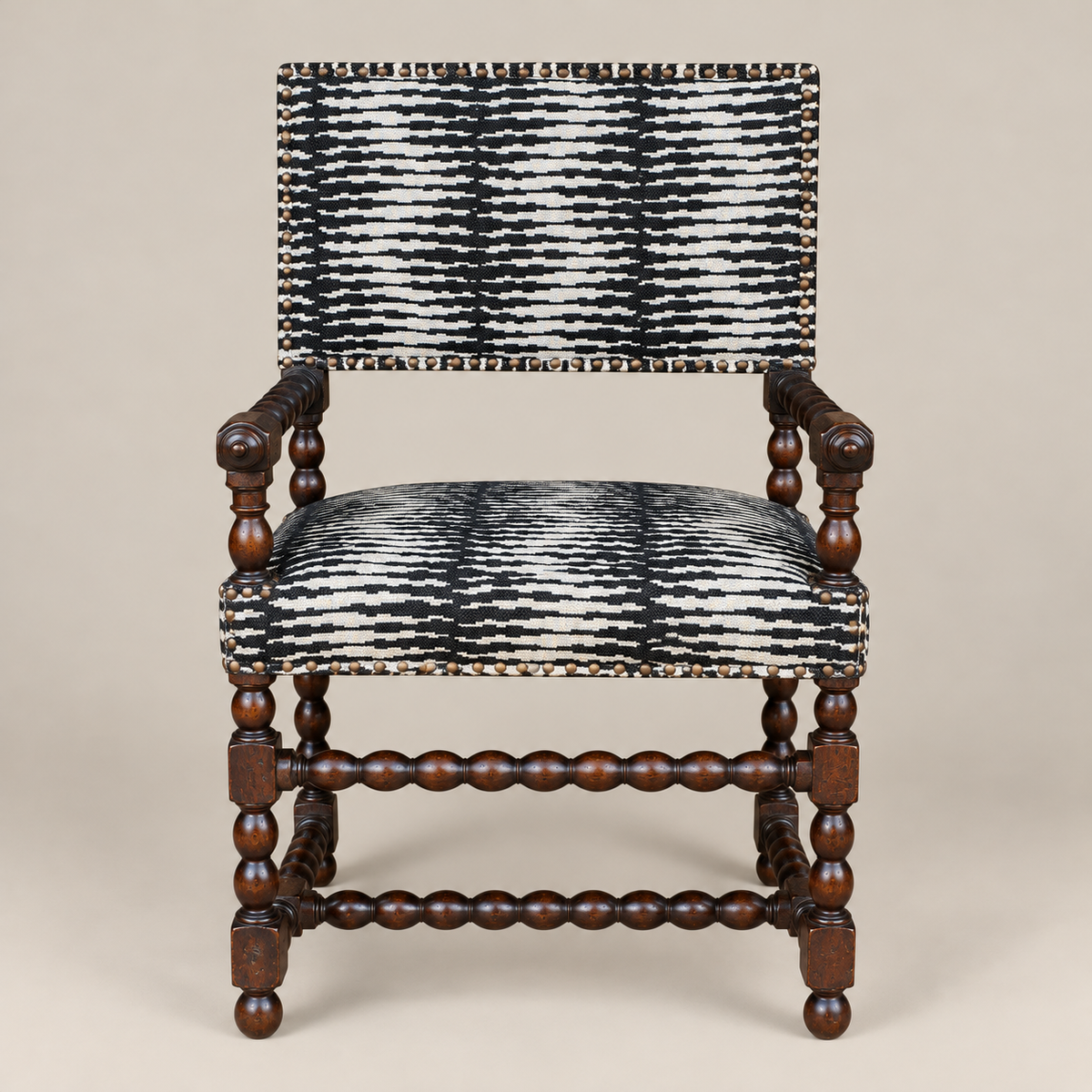 17th–18th Century Flemish Baroque Carved Wood Armchair in Castel Baobab