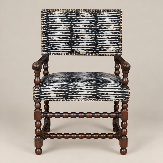 17th–18th Century Flemish Baroque Carved Wood Armchair in Castel Baobab