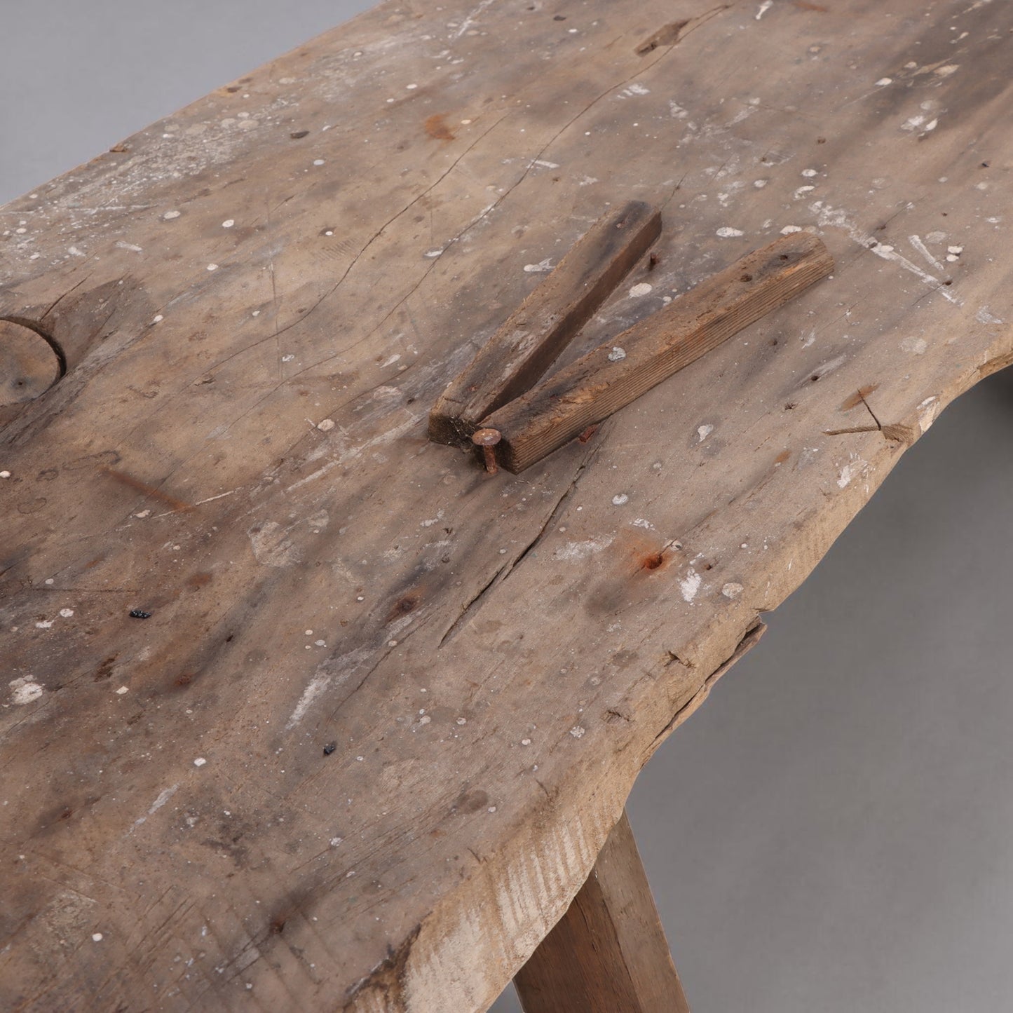 Early 20th Century Primitive Workbench Table, Solid Wood