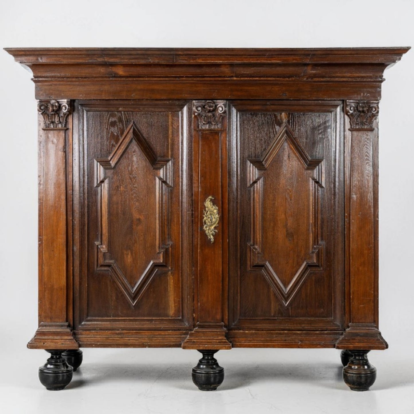 Monumental 17th Century Dutch Cabinet in Sculpted Oak