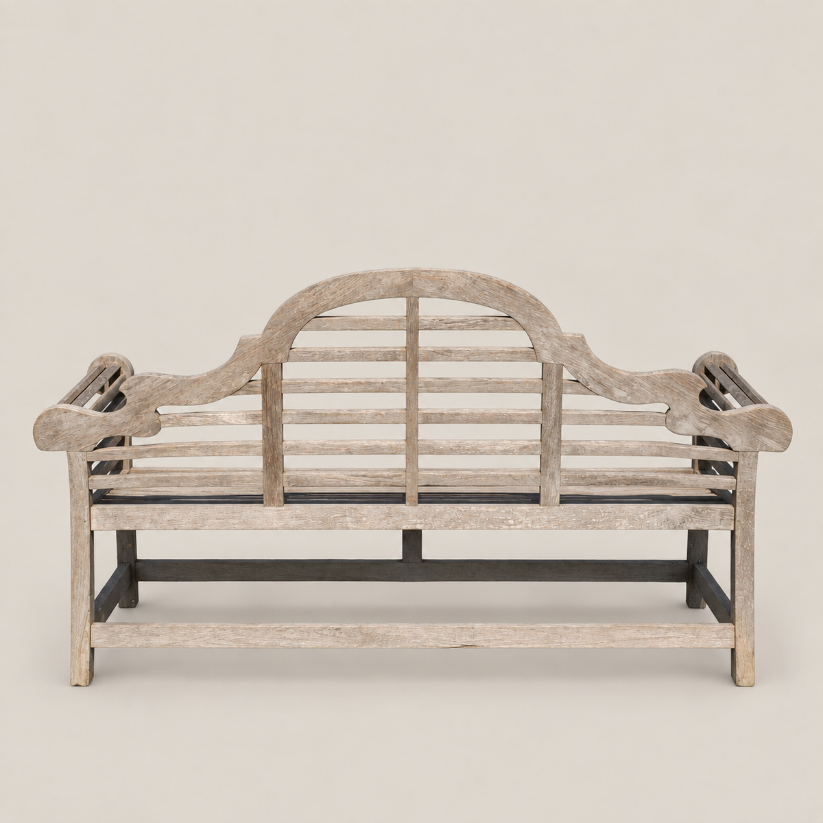 20th Century Lutyens-Style Teak Garden Bench with Weathered Patina