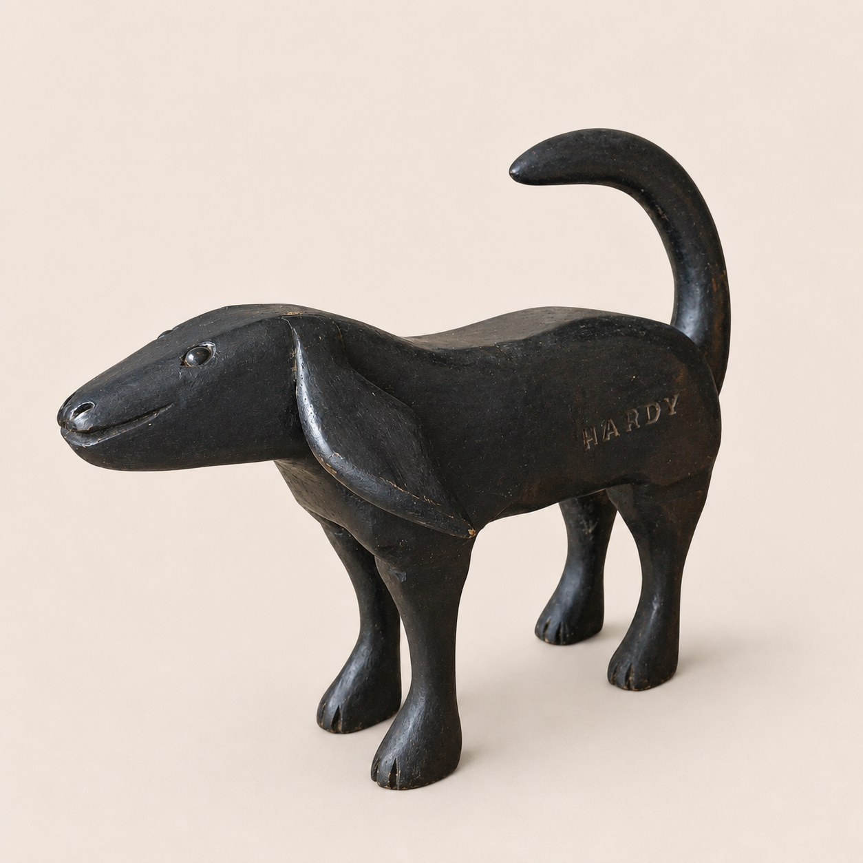 American Folk Art Carved Wooden Dog “Hardy” by Joby Baker