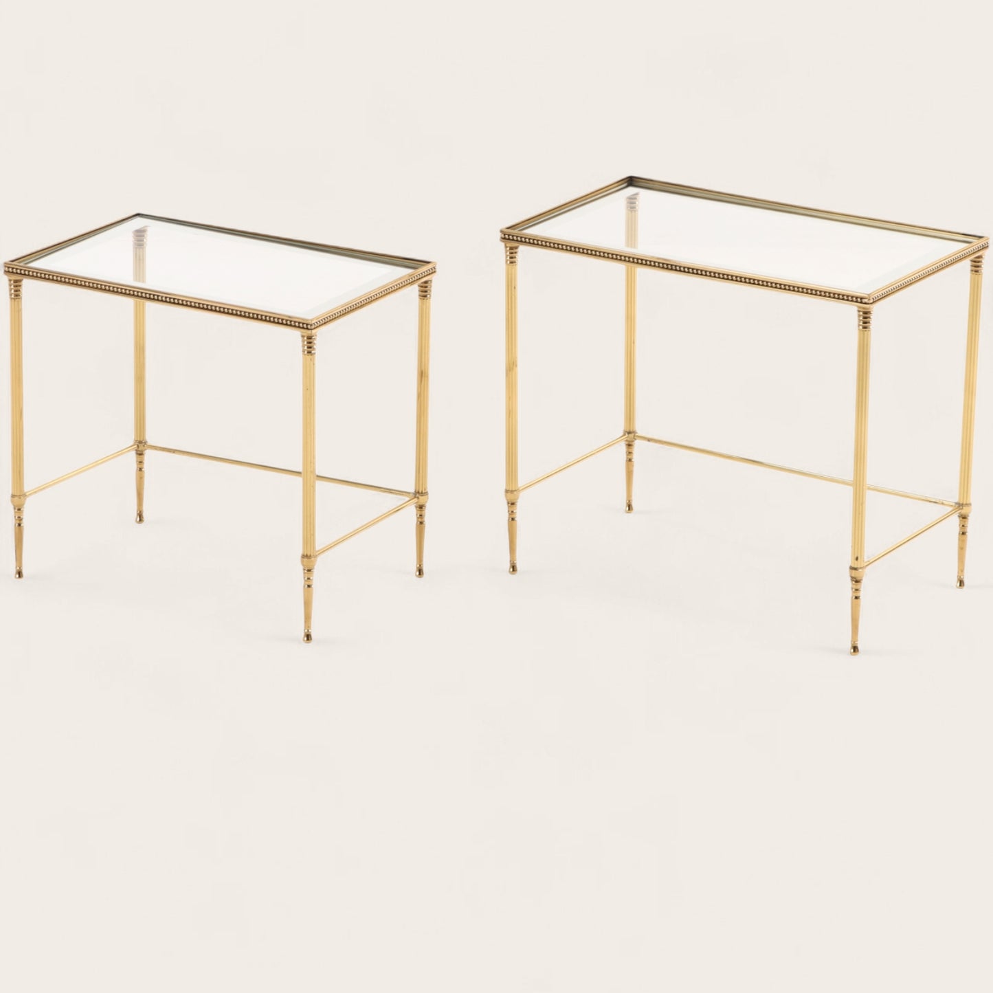 Vintage Italian Regency-Style Brass Nesting Tables with Glass Tops