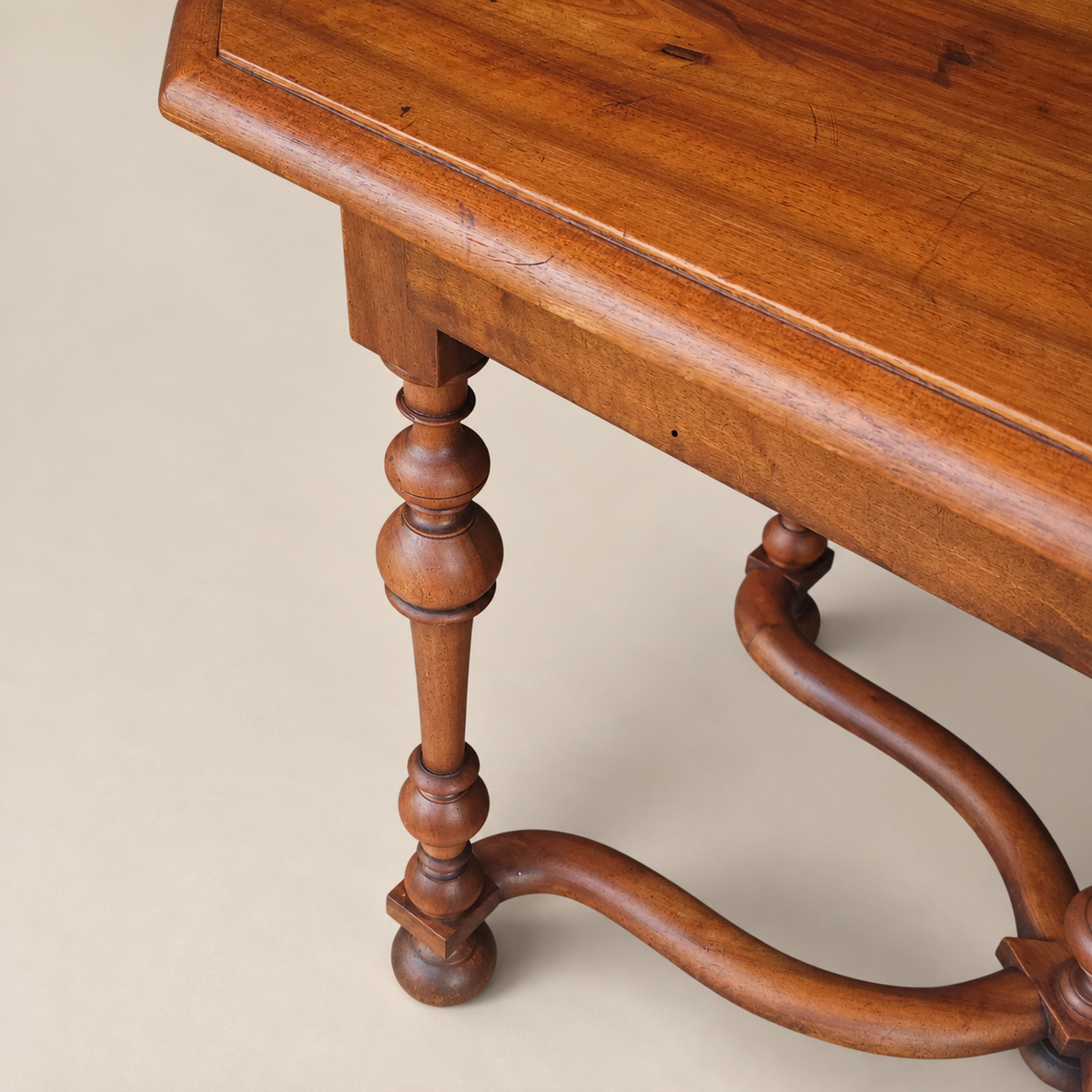 20th Century Louis XIII Style Walnut Writing Table with X-Form Stretcher