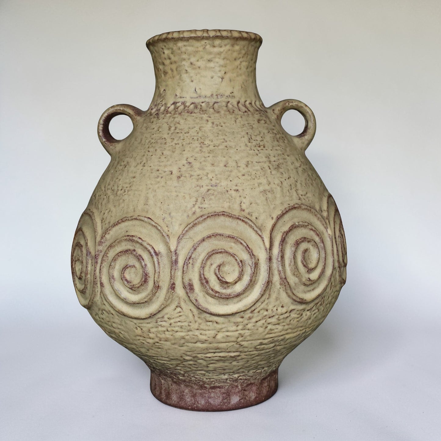 1970s West German Ceramic Amphora Vase, Attributed to Scheurich, Spiral Relief