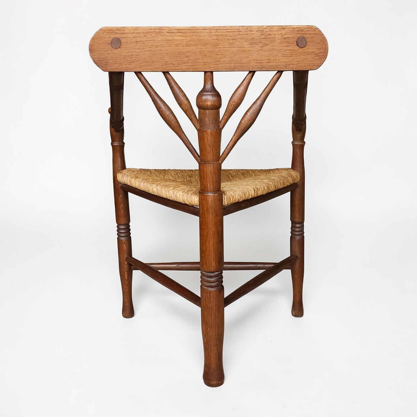 Early 20th Century Dutch Corner Chair with Rush Seat