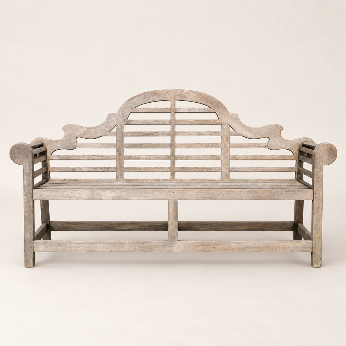 20th Century Lutyens-Style Teak Garden Bench with Weathered Patina