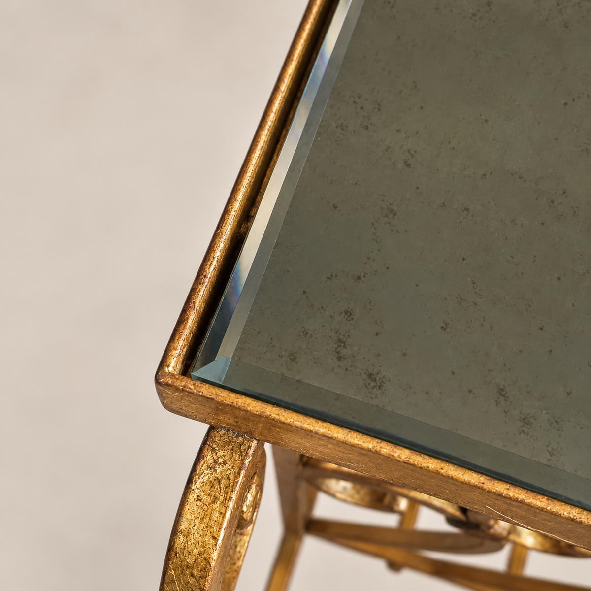 Mid-20th Century Hollywood Regency Gilt Metal Magazine Stand / Side Table with Mirrored Top