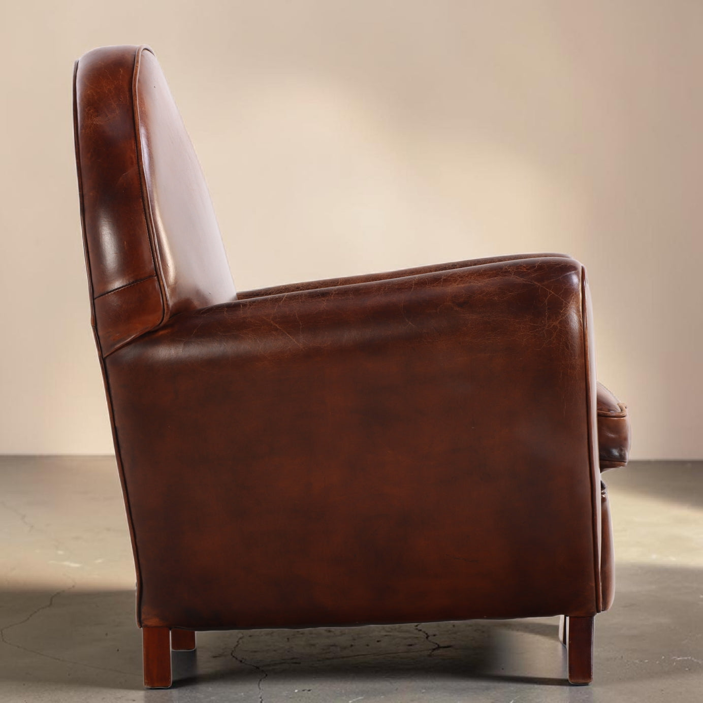 Early 20th Century Dutch Art Deco Leather Club Chairs, Pair