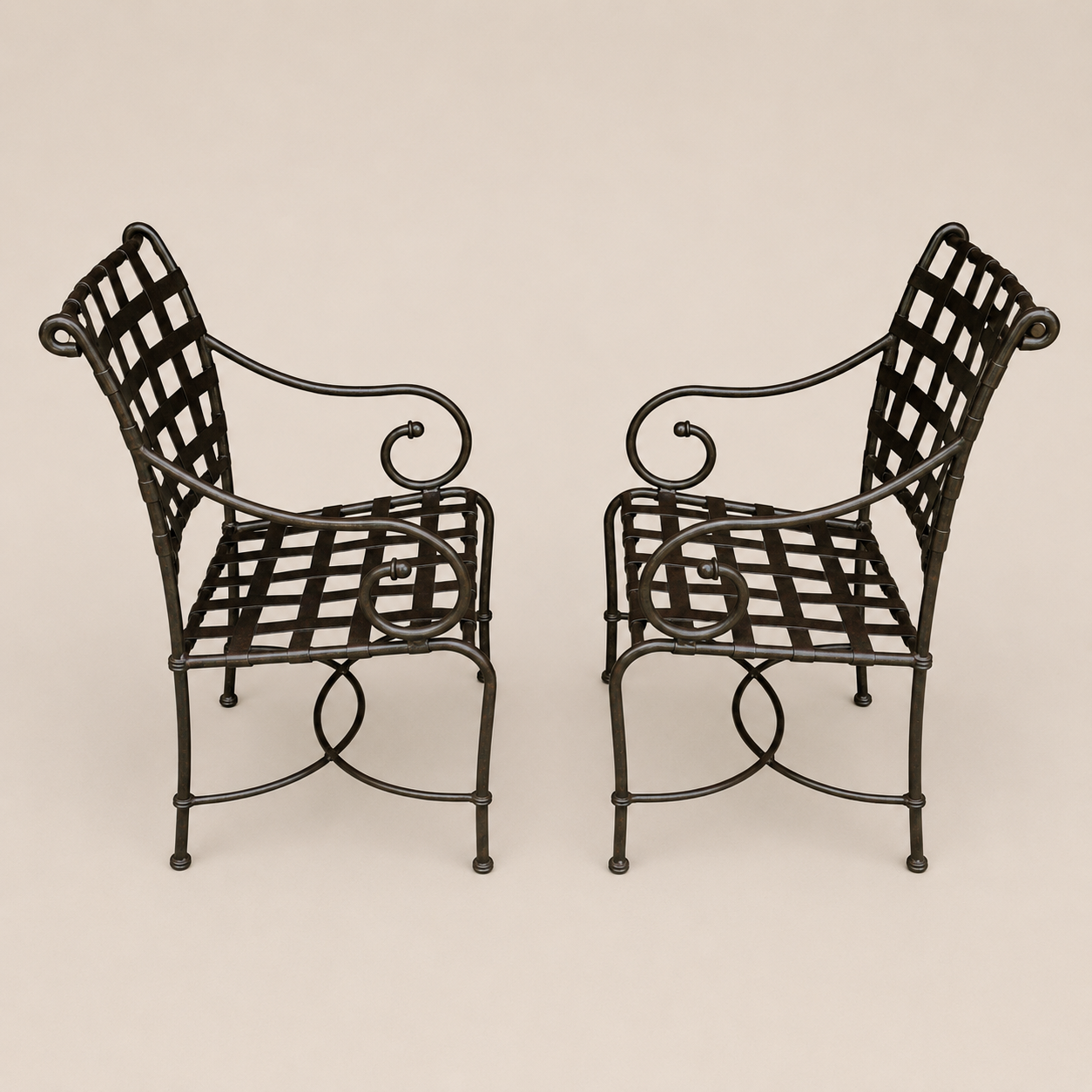 Brown Jordan Florentine Patio Lounge Chairs and Side Table in Speckled Bronze Finish